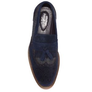 VINTAGE FOUNDRY The Suede & Textile Bianchi Tassel Slip On Loafer Shoe, Navy Men main image 3